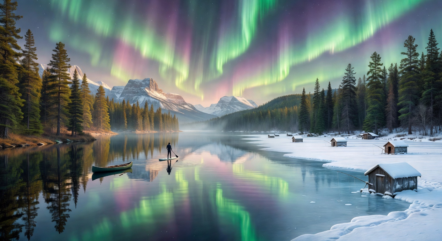 Calm lake water reflecting the surrounding nature
